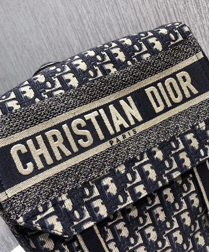 Christian Dior Embroidered Canvas Backpack Khaki